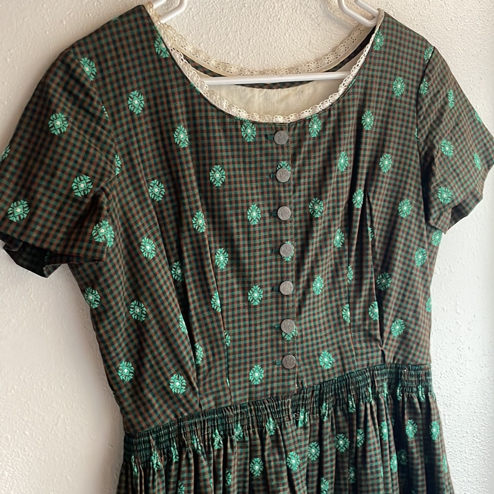 Vintage Green Button Down Dress